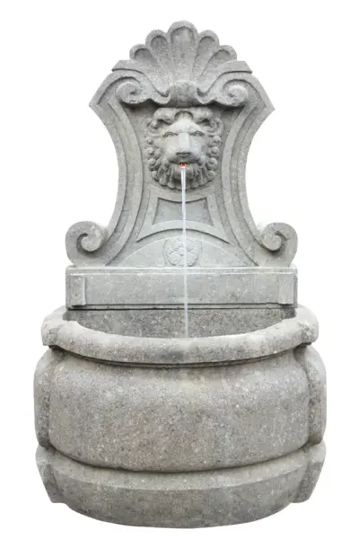 Product image 1 of the product “Wall fountain model „Venice“, 140cm height, natural stone (Basanite), stonemasonry, without pump, pipes, drilling ”